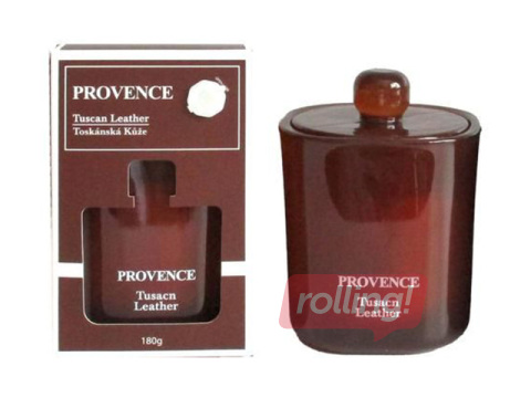 Aromātiskā svece Provence, Tuscan Leathe, stikla traukā ar vāku, 13cm