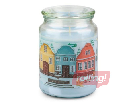 Aromātiskā svece Provence Ziemassvētku pilsēta, stikla traukā ar vāku, 14cm