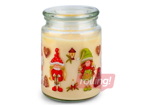 Aromātiskā svece Provence Ziemassvētku rūķi, stikla traukā ar vāku, 14cm