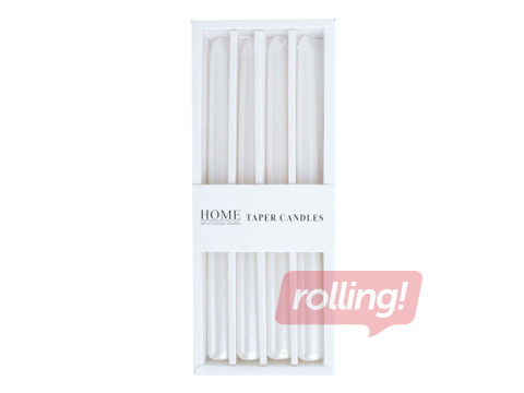 Svece Carola, balta pērle, 25cm, 4 gab.