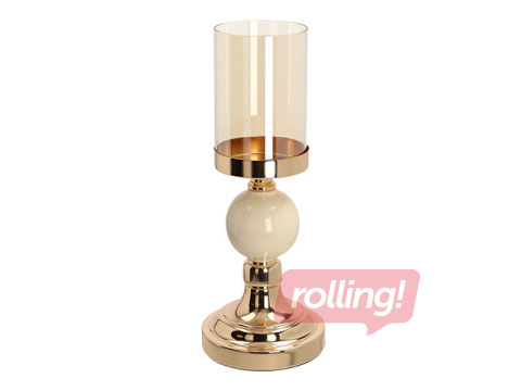 Svečturis Laudre, stikls, metāls, Ø11x35cm