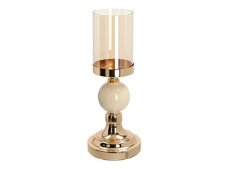 Svečturis Laudre, stikls, metāls, Ø11x35cm