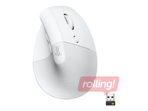 Logitech Lift for Business, Vertical mouse, 6 buttons, Bluetooth, White