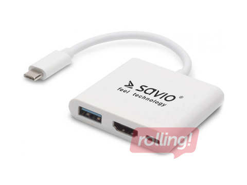 Adapteris Savio USB type-C multi-adapter (USB type C; USB 3.0, HDMI)