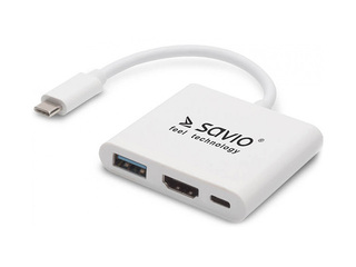 Adapteris Savio USB type-C multi-adapter (USB type C; USB 3.0, HDMI)