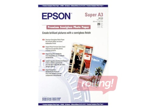 Foto papīrs Epson Premium Semigloss, A3+, 255 g/m², 20 loksnes