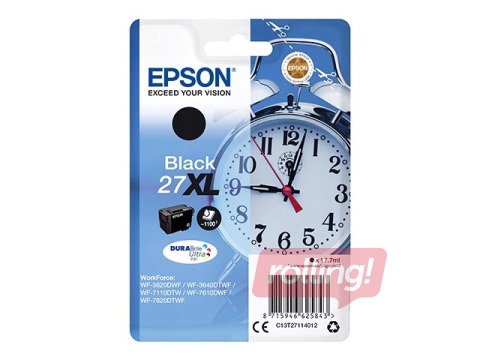 Tintes kasete Epson 27XL melna, WF-7110DTW, 17.7ml