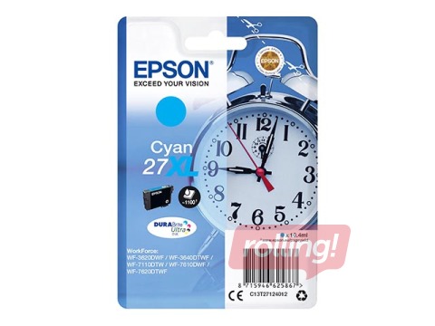 Tintes kasete Epson 27XL cianzila, WF-7110DTW, 10.4 ml