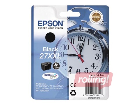 Tintes kasete Epson 27XXL melna, WF-7110 / WF-7620