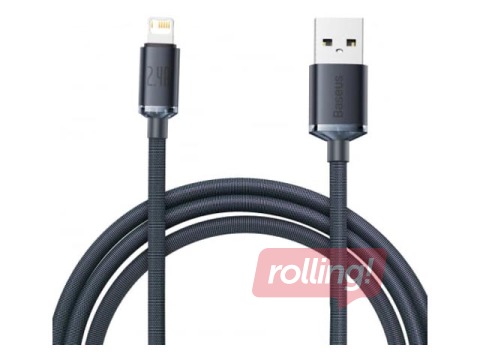 Kabelis Baseus, Crystal Shine, USB Male, Apple Lightning, 2.4A, 2m, melns