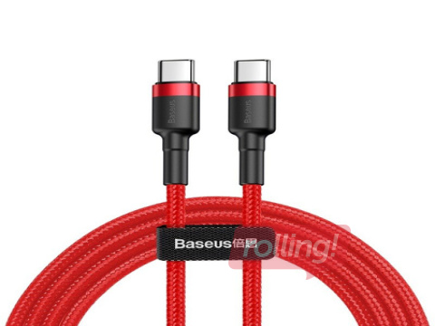 Savienotājvads Baseus Cafule Type C - Type C 60W PD 2.0 QC 3.0 1m, sarkans