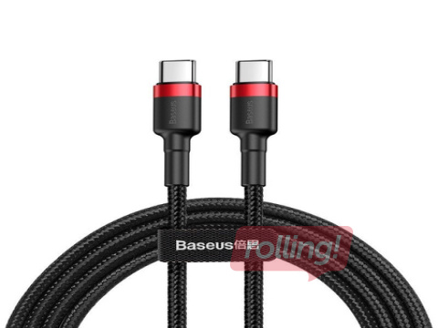 Savienotājvads Baseus Cafule Type C - Type C 60W PD 2.0 QC 3.0 1m, melns un sarkans