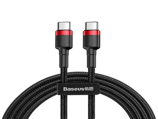 Savienotājvads Baseus Cafule Type C - Type C 60W PD 2.0 QC 3.0 1m, melns un sarkans