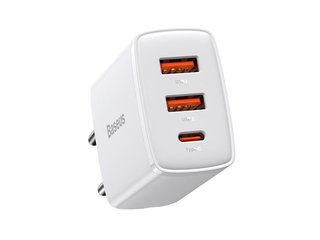 Lādētājs Baseus QC USB Type C + 2x USB, 30W, balts