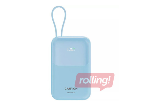 Mobilais lādētājs Canyon OnPower 101, 10000mAh, PD 22,5W, ar vadu, zils