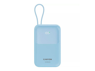 Mobilais lādētājs Canyon OnPower 101, 10000mAh, PD 22,5W, ar vadu, zils