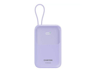 Mobilais lādētājs Canyon OnPower 101, 10000mAh, PD 22,5W, ar vadu, violets