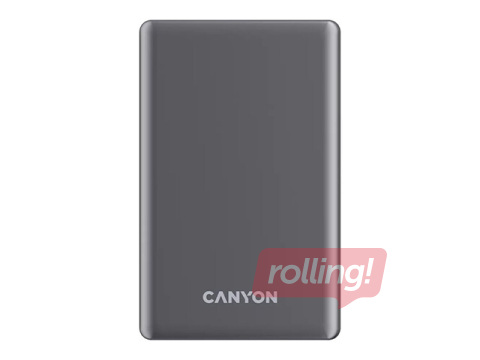 Magnētiskais mobilais lādētājs Canyon, OnPower 505 Slim, MagSafe PD 20W, 5000mAh, tumši pelēks