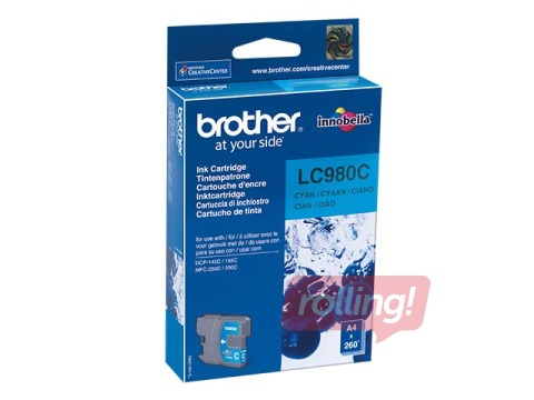 Tintes kasete Brother LC980, ciānzila, (260 lpp.)