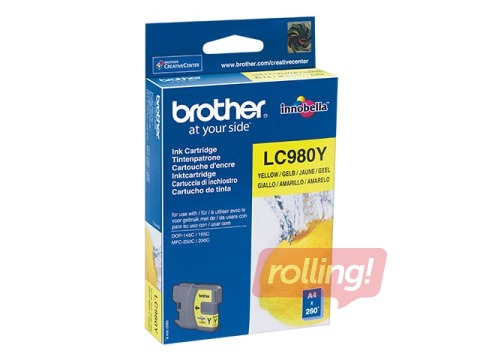Tintes kasete Brother LC980, dzeltena, (260 lpp.)