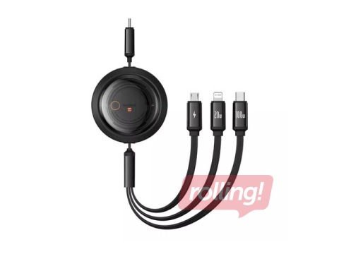 Savienotājvads Baseus, Free2Draw Type C - Type C/Lightning/Micro USB 100W, 1.1m, melns