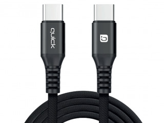 Savienotājvads Quick QB-131 Braided 60W Uzlādes un Datu kabelis USB-С uz USB-С 1.5m