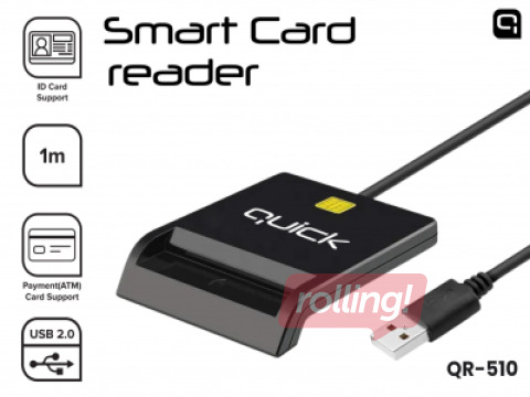Viedkaršu lasītājs Quick QR-510 Smart ID Karšu lasītājs USB-A Male, melns