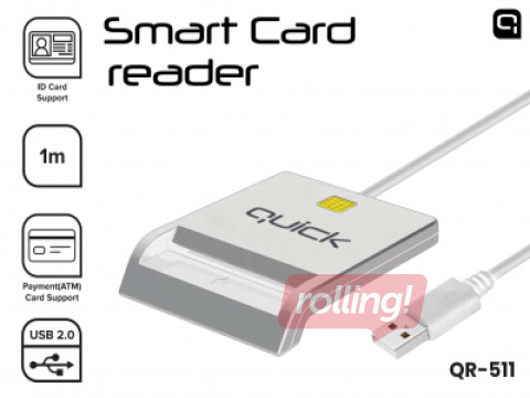 Viedkaršu lasītājs Quick QR-511 Smart ID Karšu lasītājs USB-A Male, balts