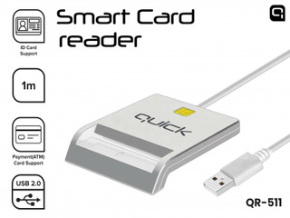 Viedkaršu lasītājs Quick QR-511 Smart ID Karšu lasītājs USB-A Male, balts