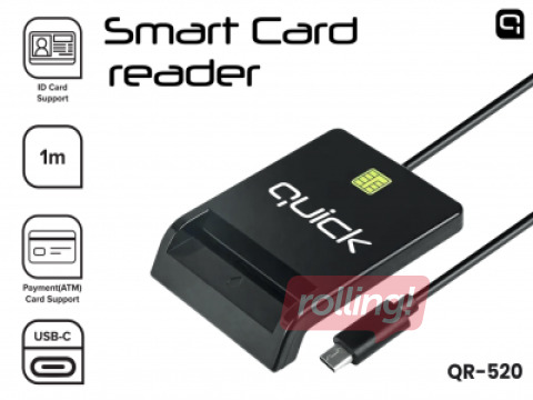 Viedkaršu lasītājs Quick QR-520 Smart ID Karšu lasītājs USB-C