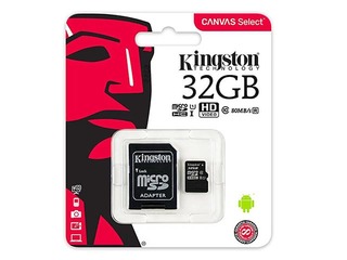 Kingston Canvas Select Plus UHS-I 32 GB, MicroSDXC, Flash memory class 10, SD Adapter