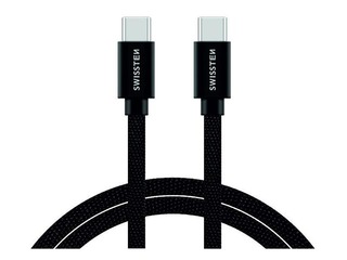 Datu un uzlādes kabelis Swissten Textile, universāls 3.1 USB-C uz USB-C, 1.2m, melns