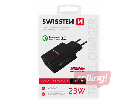 Swissten Premium Tīkla Lādētājs 2x USB / QC3.0 23W