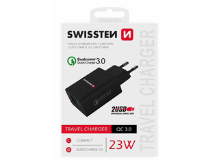 Swissten Premium Tīkla Lādētājs 2x USB / QC3.0 23W