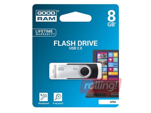 USB datu nesējs Goodram USB 8GB, USB 2.0, melns