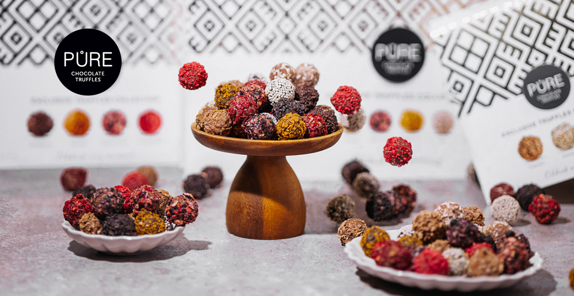 Iegādājies PURE Chocolate produktus un saņem Šokolādes trifeles Pure Chocolate ar marcipāna krēm