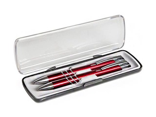 Ball Pen and mechanical pencil in a box Concorde Adriana, red casing