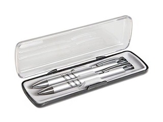 Ball Pen and mechanical pencil in a box Concorde Adriana, silver casing