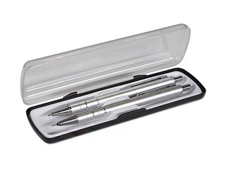 Lodīšu pildspalva un mehāniskais zīmulis Concorde Ring, kastītē, sudraba korpuss