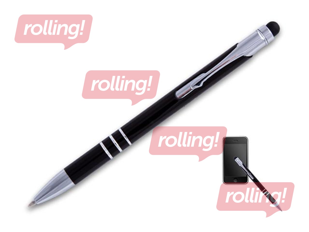 Lodīšu pildspalva Concorde Soft touch, 0.8mm, melns korpuss, zila tinte