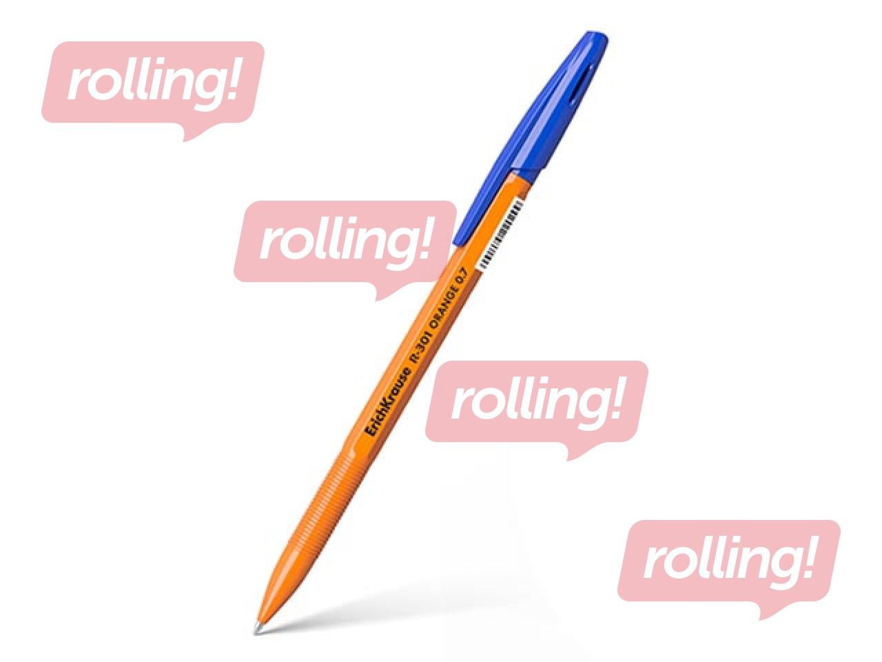 Lodīšu pildspalva ErichKrause R-301 ORANGE, 0.7mm, zila