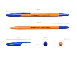 Lodīšu pildspalva ErichKrause R-301 ORANGE, 0.7mm, zila