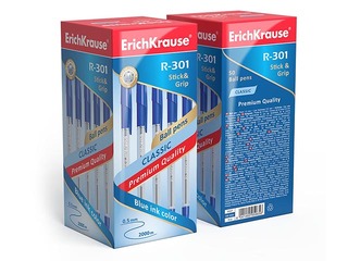 Lodīšu pildspalva ErichKrause R-301 Classic Stick&Grip, 1mm, zila