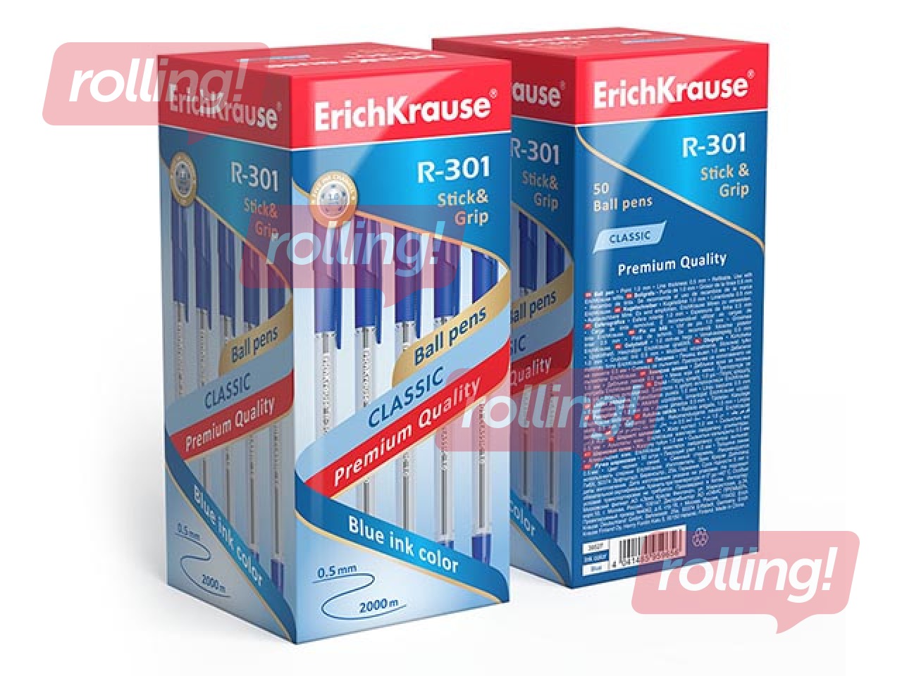 Lodīšu pildspalva ErichKrause R-301 Classic Stick&Grip, 1mm, zila