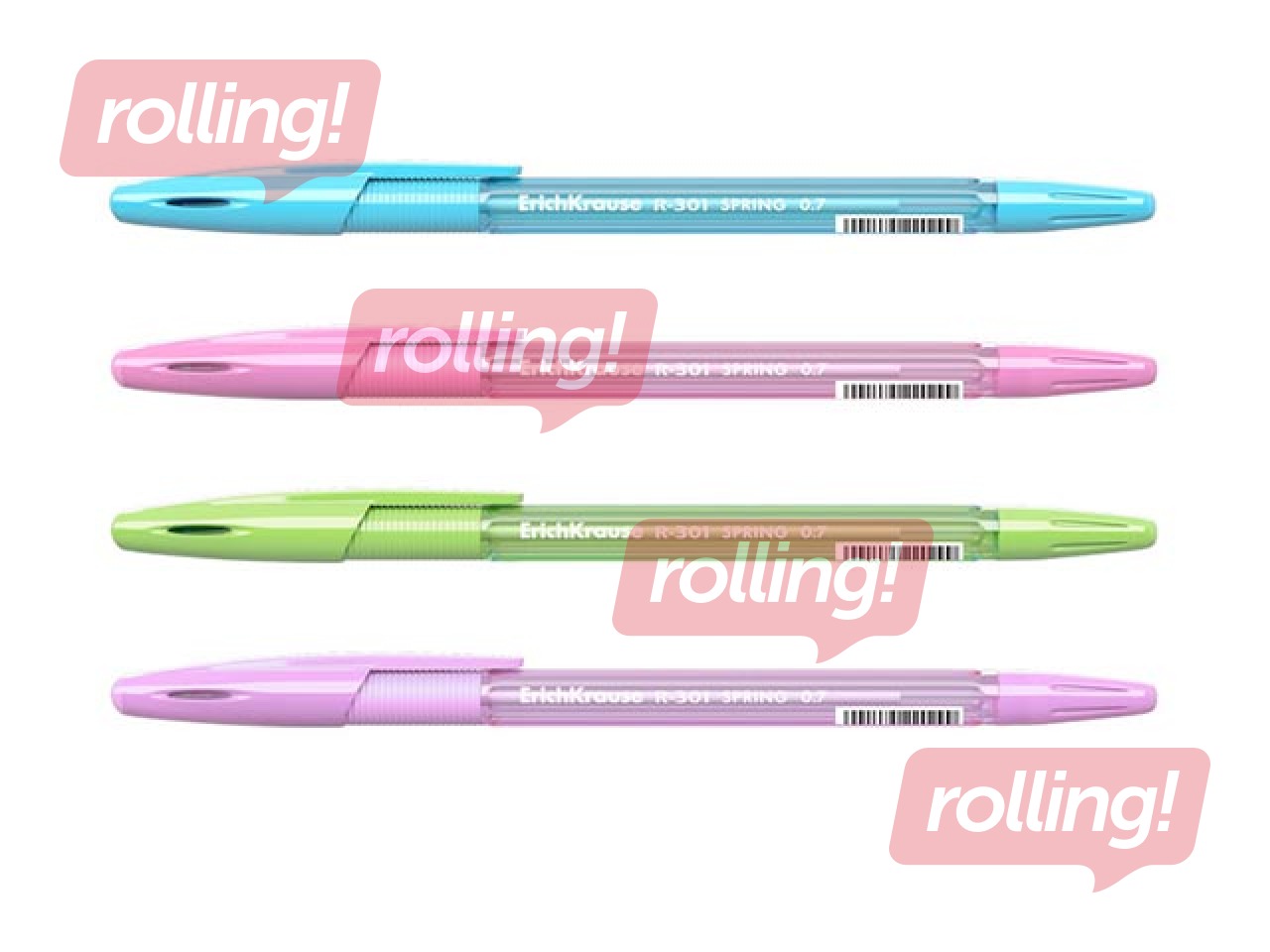 Lodīšu pildspalva ErichKrause R-301 Spring Stick&Grip, 0.7mm, zila