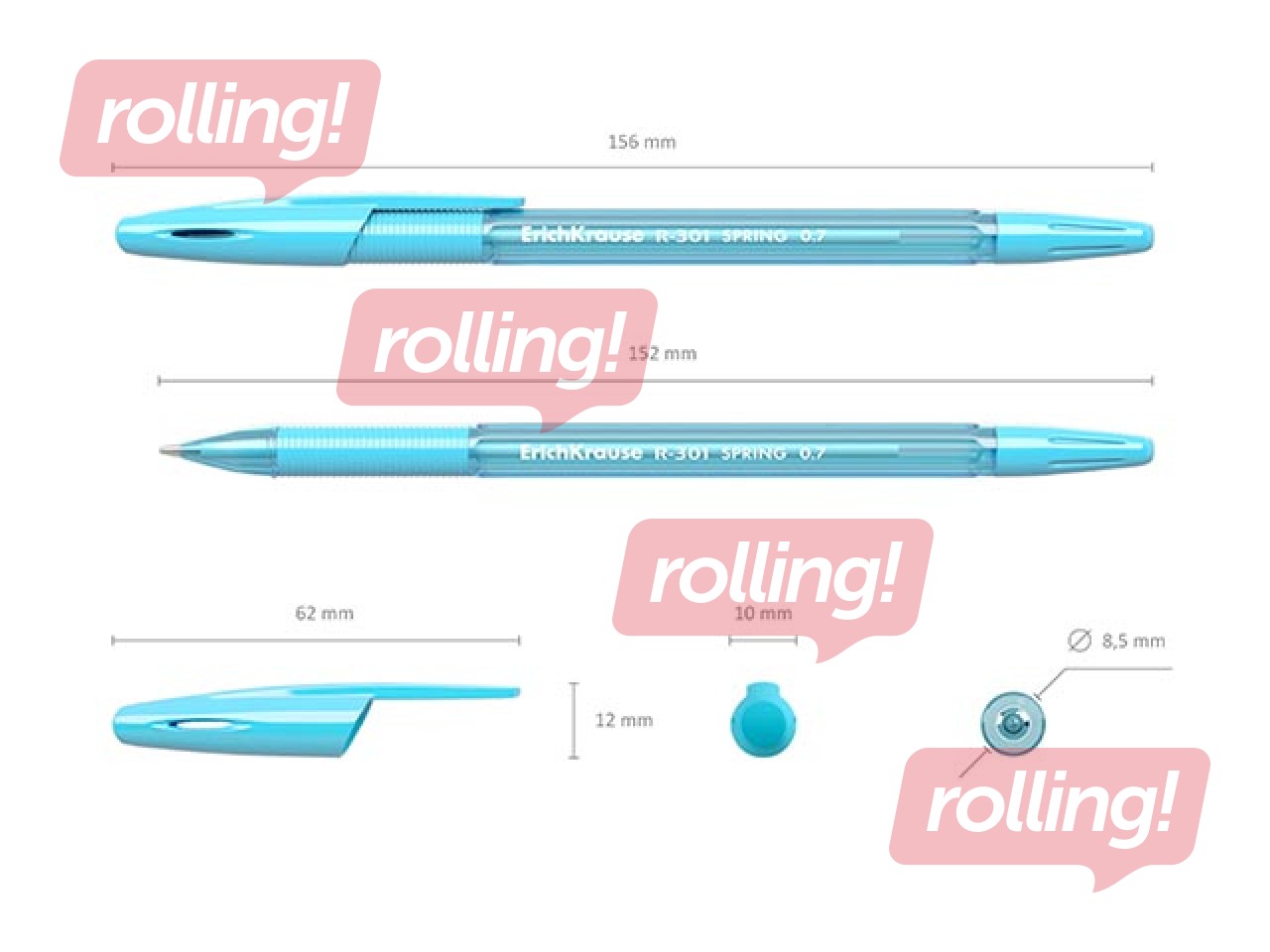 Ручка шариковая ErichKrause R-301 Spring Stick&Grip, 0.7мм, цвет чернил синий