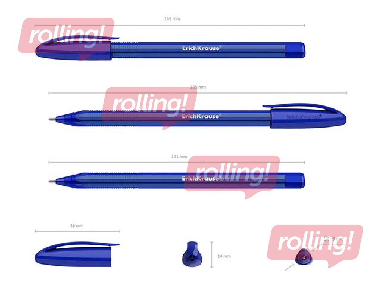 Lodīšu pildspalva ErichKrause U-108 Original, trīsstūrveida forma, 1mm, zila