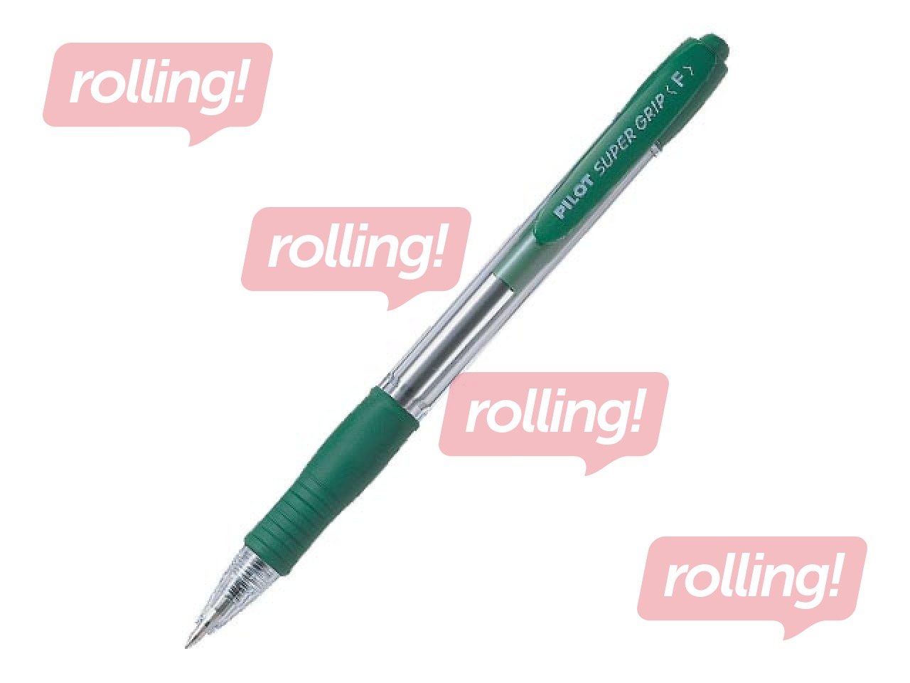 Lodīšu pildspalva Pilot Super Grip F, 0.7mm, zaļa tinte