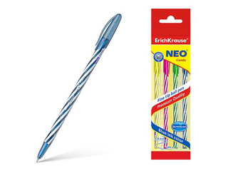 Lodīšu pildspalvu komplekts ErichKrause Neo Candy, zila tinte, 4 gab.