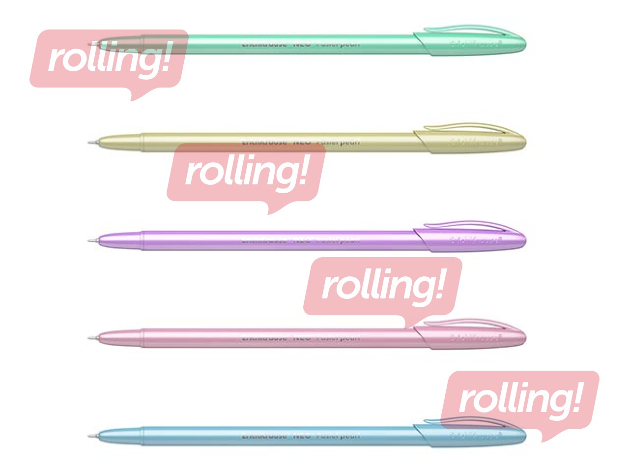 Lodīšu pildspalva ErichKrause Neo Pastel Pearl, dažādas korpusa krāsas, zila